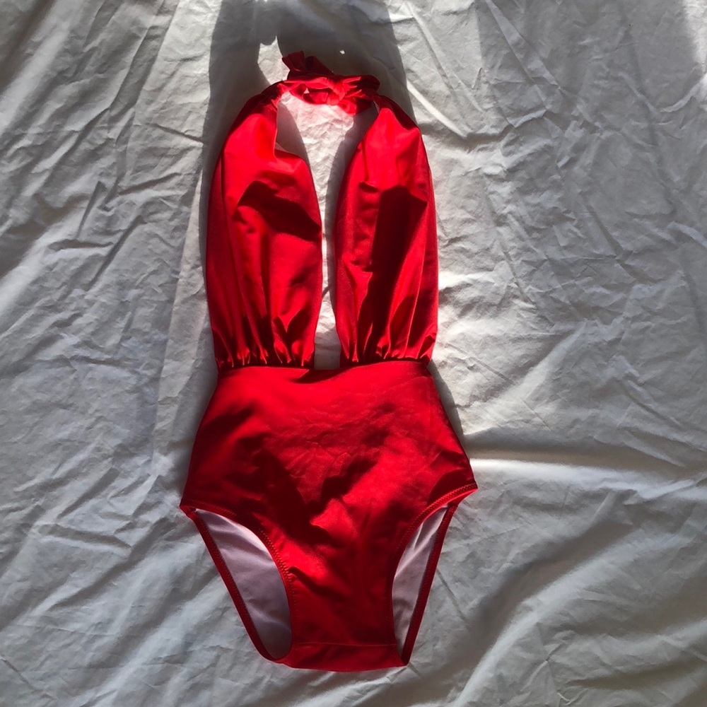 Red swim suit
